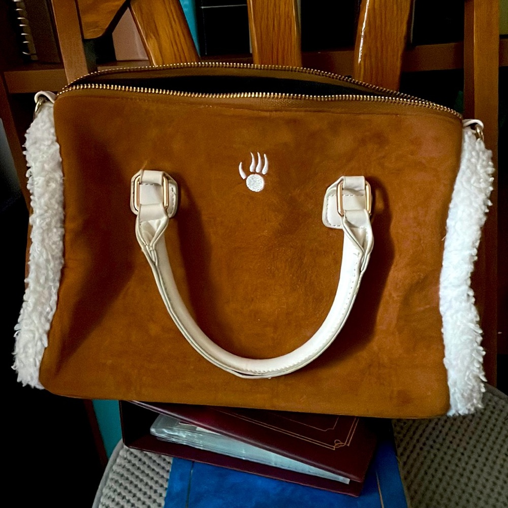 Bearpaw faux suede and shearling bag